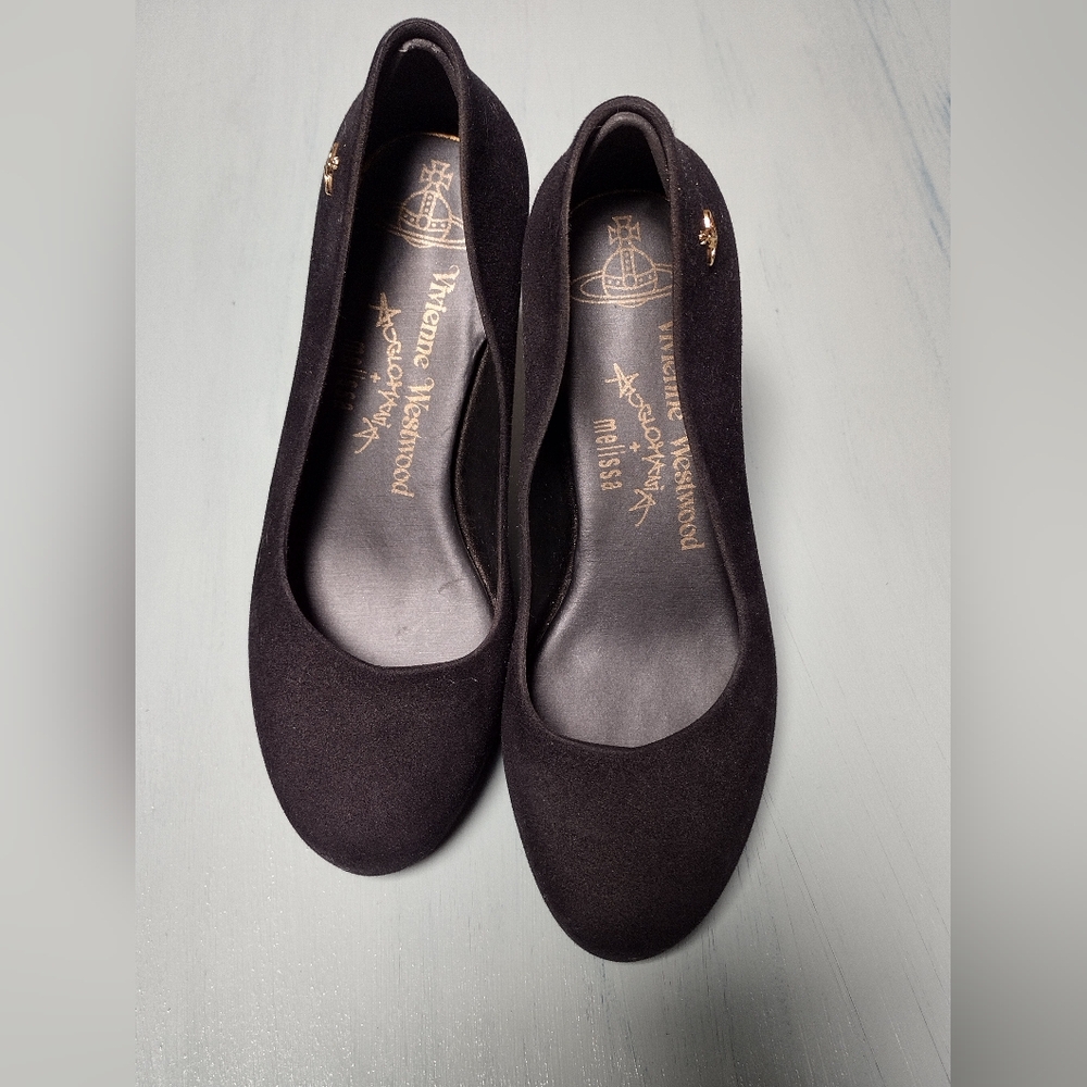 Vivienne Westwood Melissa Black Suede Heels Size 5 EUR 34/35